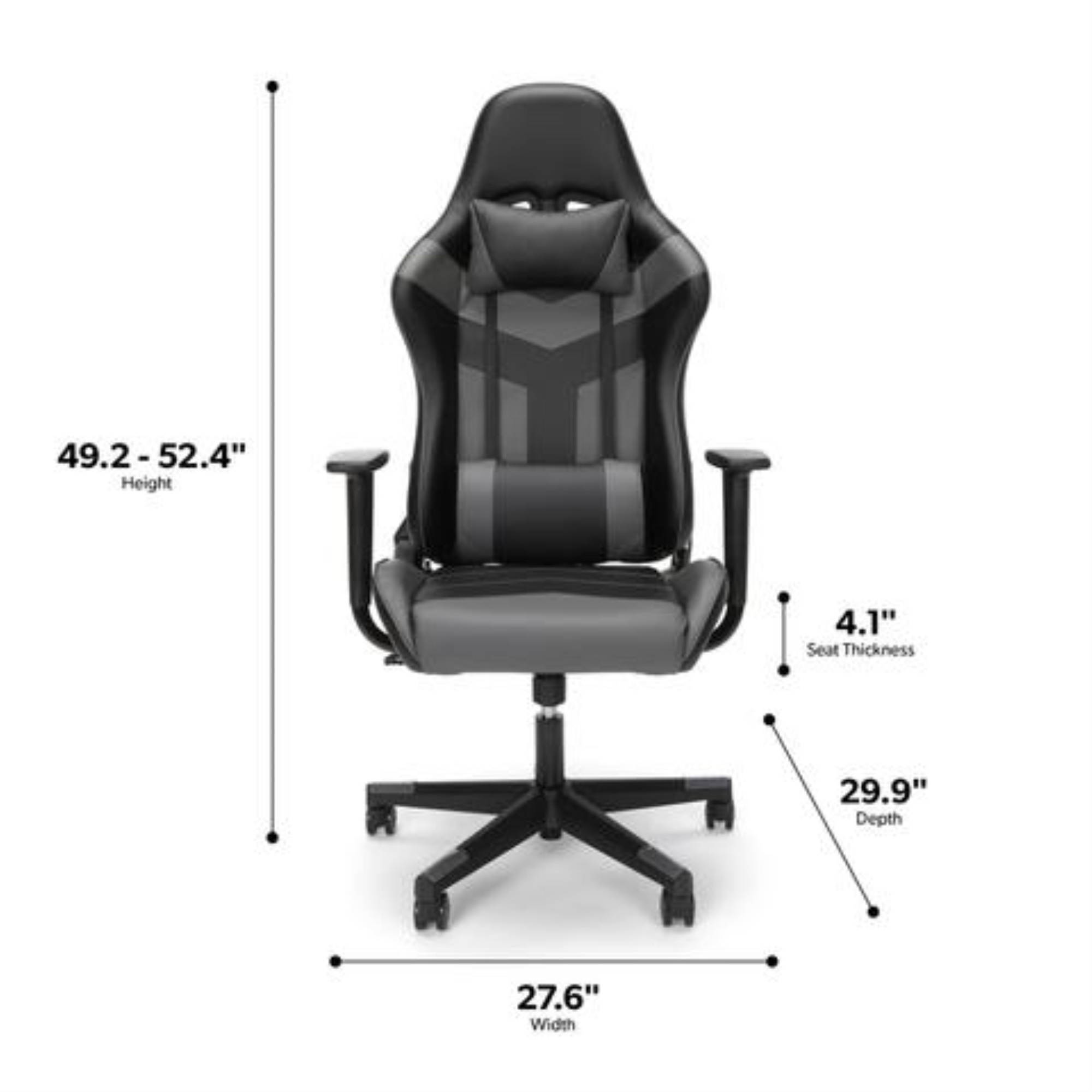 Essentials Collection High Back PU Leather Gaming Chair, in Grey (ESS-6075-GRY)