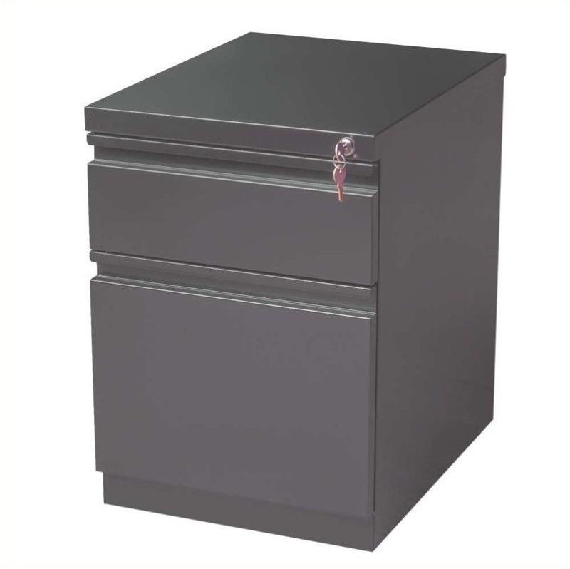 Steel 2 Drawer Mobile File Cabinet in Charcoal Gray-Hirsh Industries