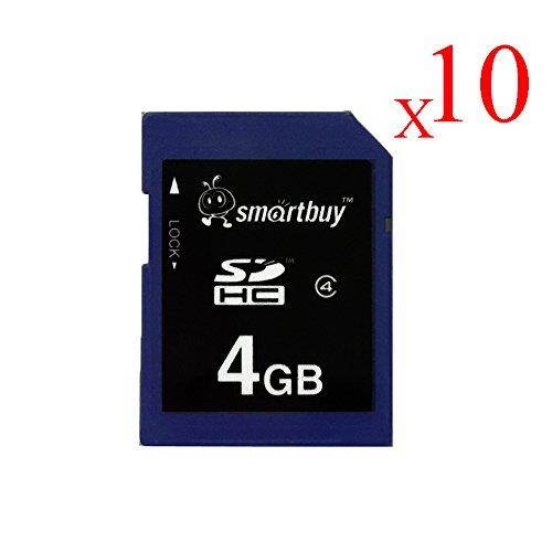 Smart Buy SDHC Class 4 Flash Memory Card SD HC Secure Digital C4 Fast Speed for Camera (4GB (10-Pack))