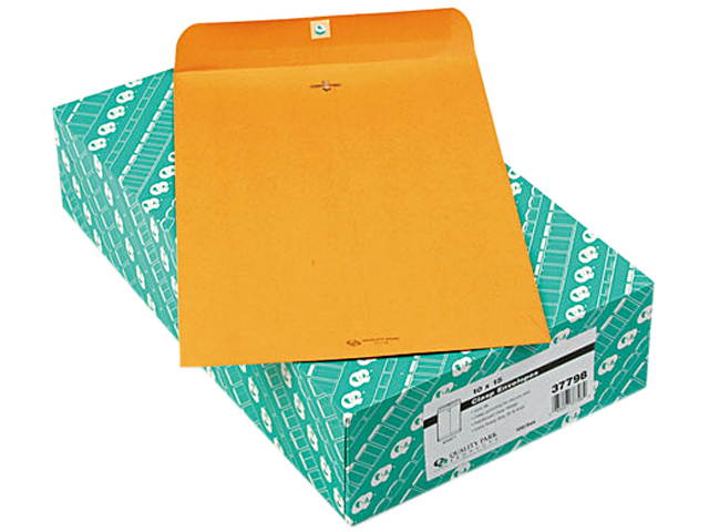 Quality Park 37798 Clasp Envelope, 10 x 15, 32lb, Light Brown, 100/Box