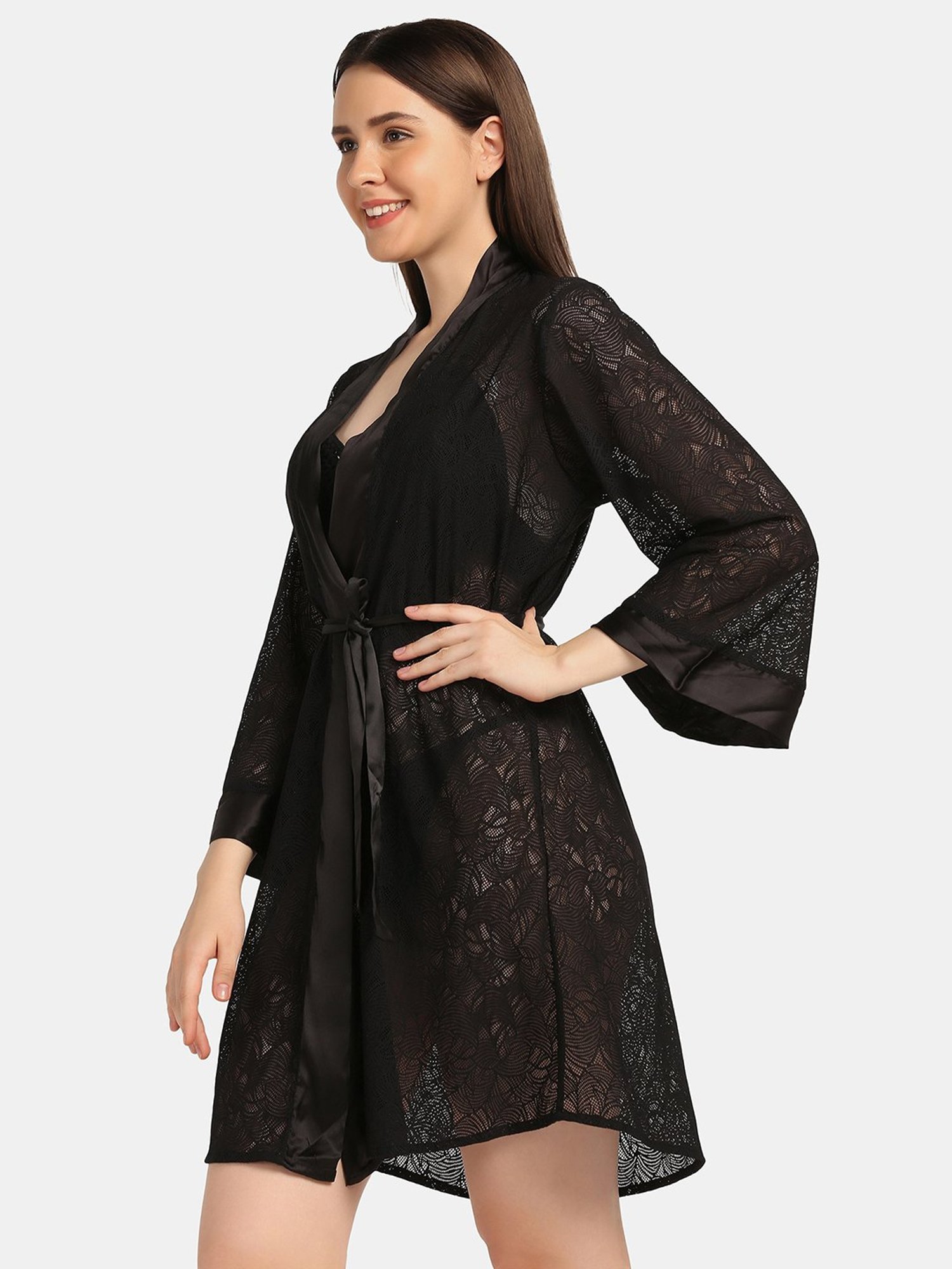 Da Intimo Black Lace Robe