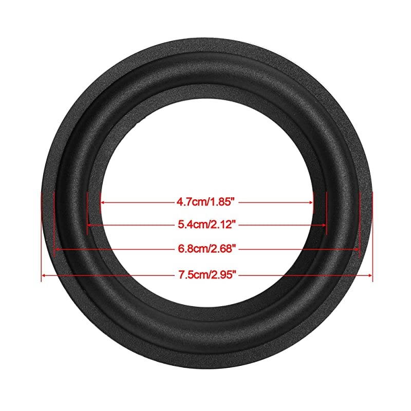 2pcs Black Color 3 Rubber Speaker Edge Surround Rings Replacement Parts for Speaker Repair or DIY 3