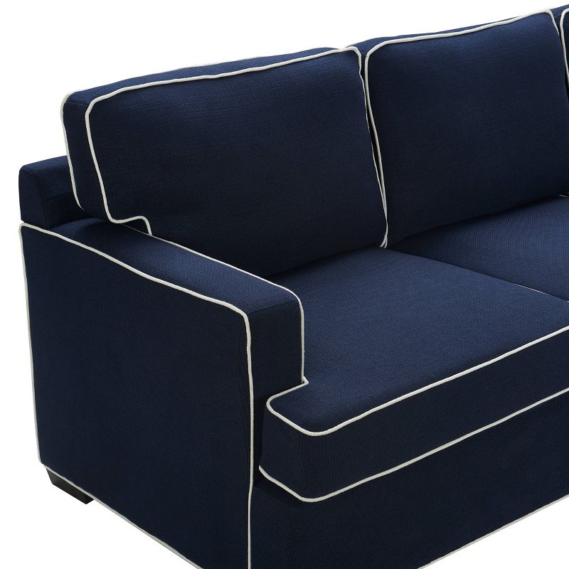 Cardiff Modern Sofa with Contrast Piping Navy with White Piping - Finch