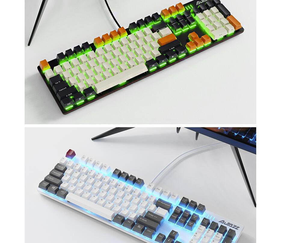 A-jazz Robo Cop Pro Version N-key Rollover Ergonomic Design,Cool Exterior USB Wired  Mechanical Gaming Keyboard , PBT Keycaps-Pencil Blue