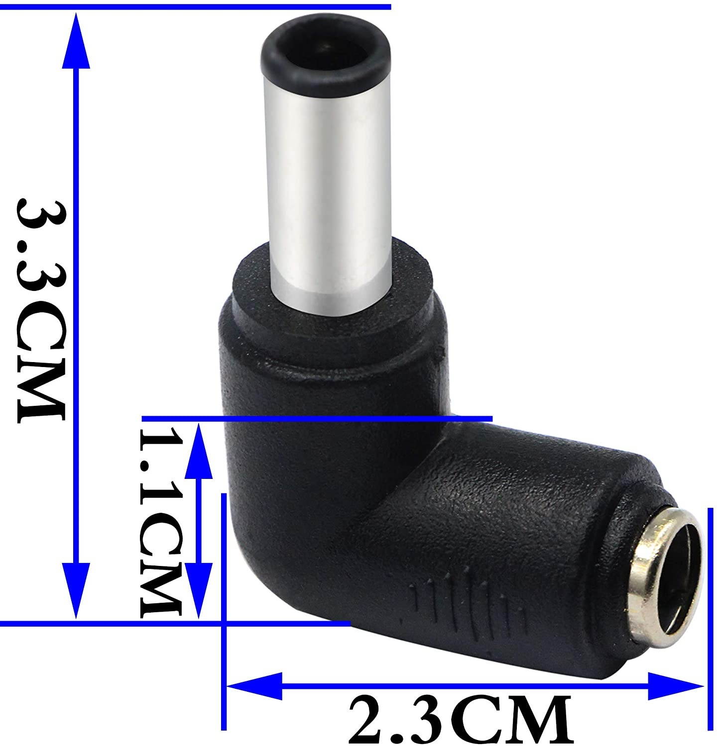 zdyCGTime DC6.0x4.3mm Male 90 Degree Angle to DC5.5x2.1mm Female Adapter 5 Volt DC Barrel Power Jack Charging Cable Connector for Tablet (DC6.0x4.3mm)(2pack)