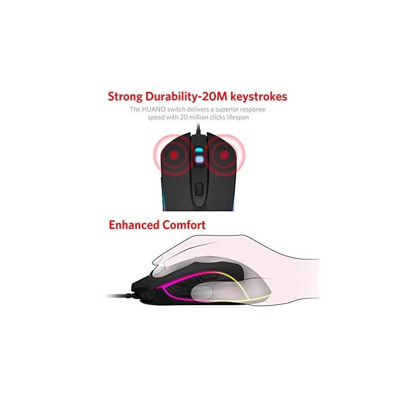 M30 Gaming Mouse Wired USB Computer Mice for Game Daily 6 Programmable Buttons Chroma RGB Backlit 3500 DPI Adjustable Comfortable Grip Ergonomic Mice for PC Laptop Mac Windows