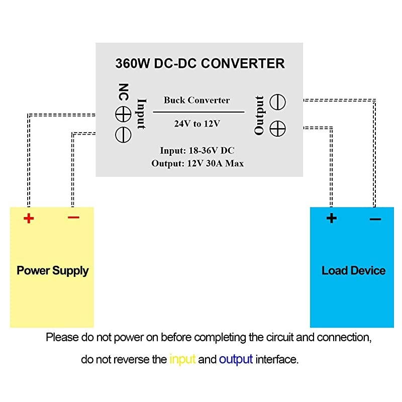 DC to DC High Efficiency Voltage Converter 24V to 12V 30A 360W Buck Converter DIY Power Supply Step Down Transformer