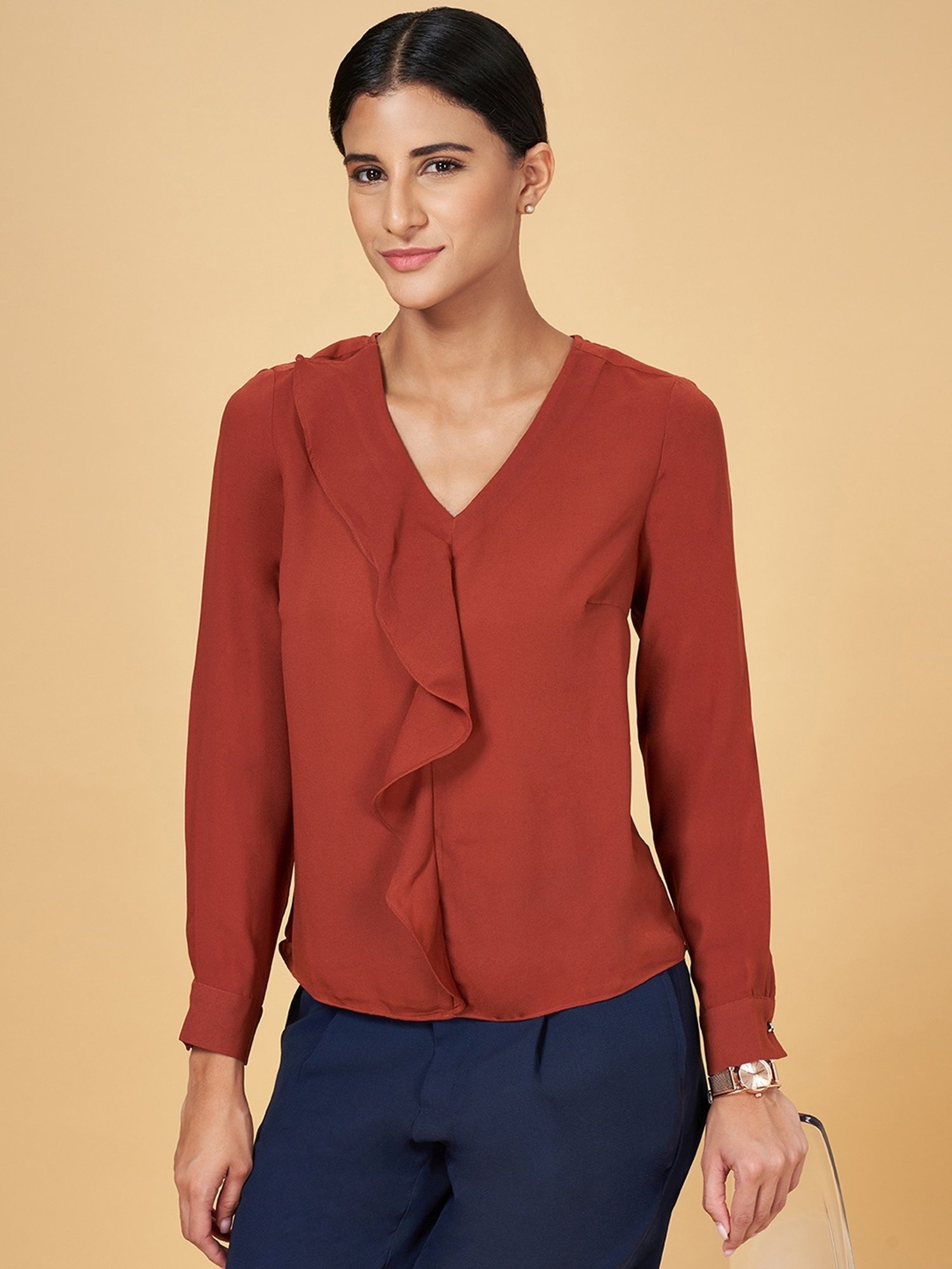 Annabelle by Pantaloons Brown Regular Fit Top