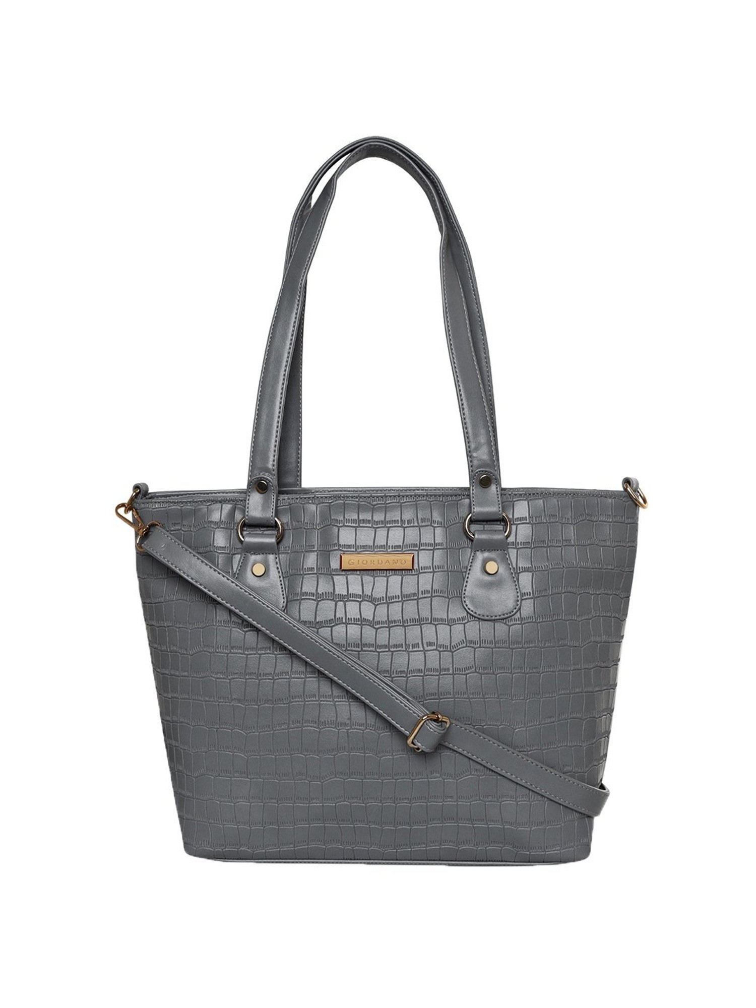 Giordano Grey Textured Medium Shoulder Handbag