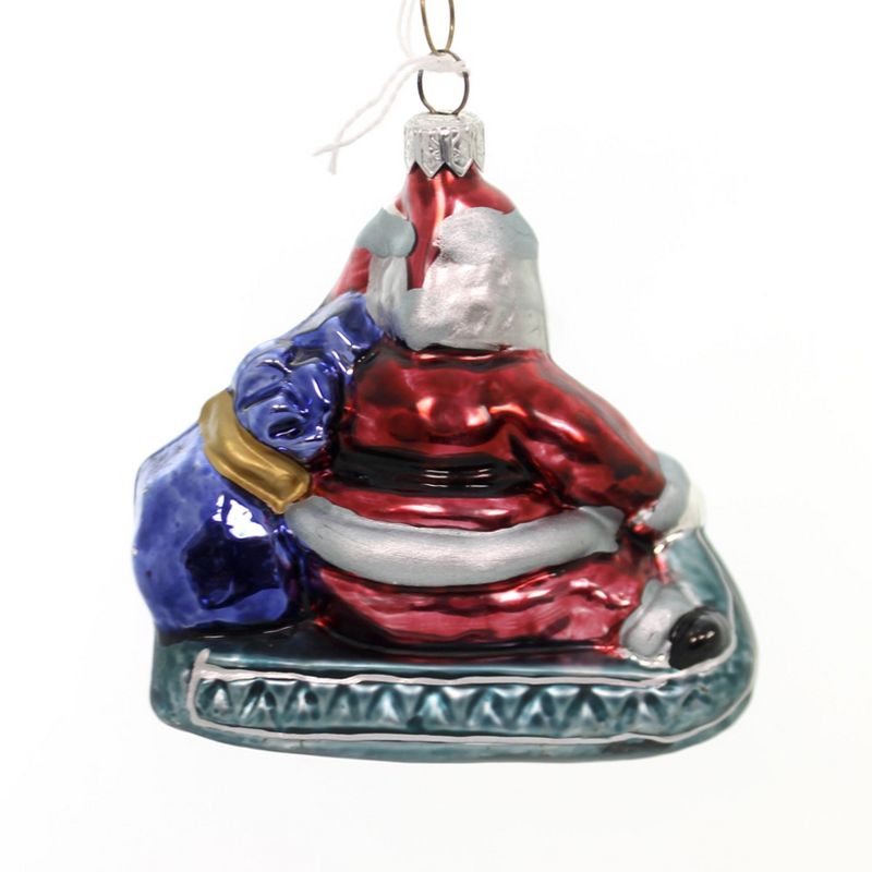 Holiday Ornaments 4.25" Santa & Bear In Sleigh Ornament Christmas  -  Tree Ornaments