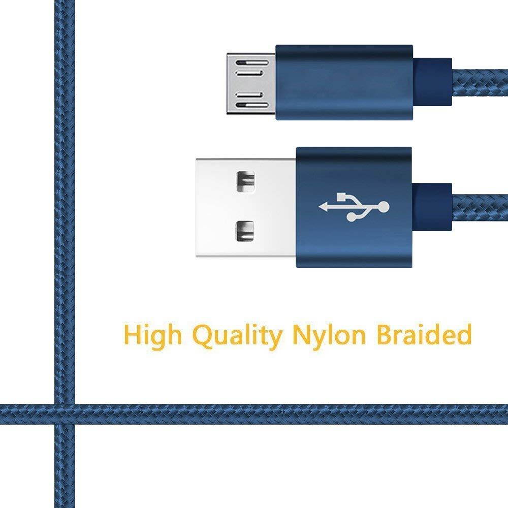 RoFI Micro USB Cable, [2Pack] 0.6M Samsung Charger, Nylon Braided Micro USB Charger, High Speed USB 2.0 A to Micro B Charging Cord Universal for HTC, S6, Kindle, Android, and More (Blue, 2 Feet)