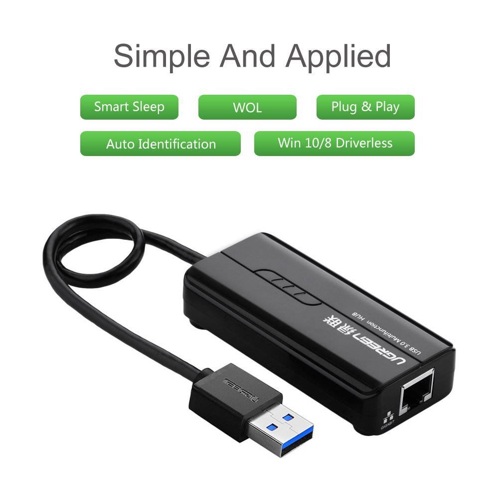 3 Port USB 3.0 Hub with Gigabit Ethernet Port RJ45 10/100/1000 Lan Wired Network Adapter 20265 ,Support Windows10/8.1/8/7, XP, Vista, Mac OS X and Linux for Windows Surface Pro,IdeaPaD, MacBook Air,