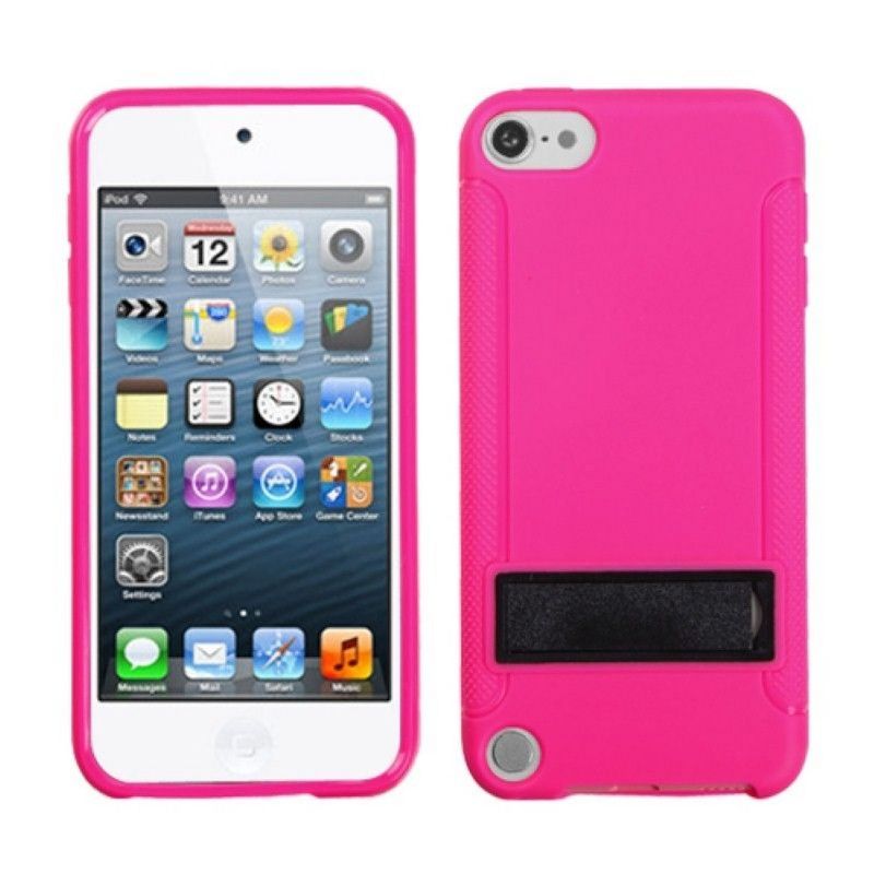 MYBAT For Apple iPod Touch 5th Gen/6th Gen Pink Black Hard TPU Case Cover w/stand