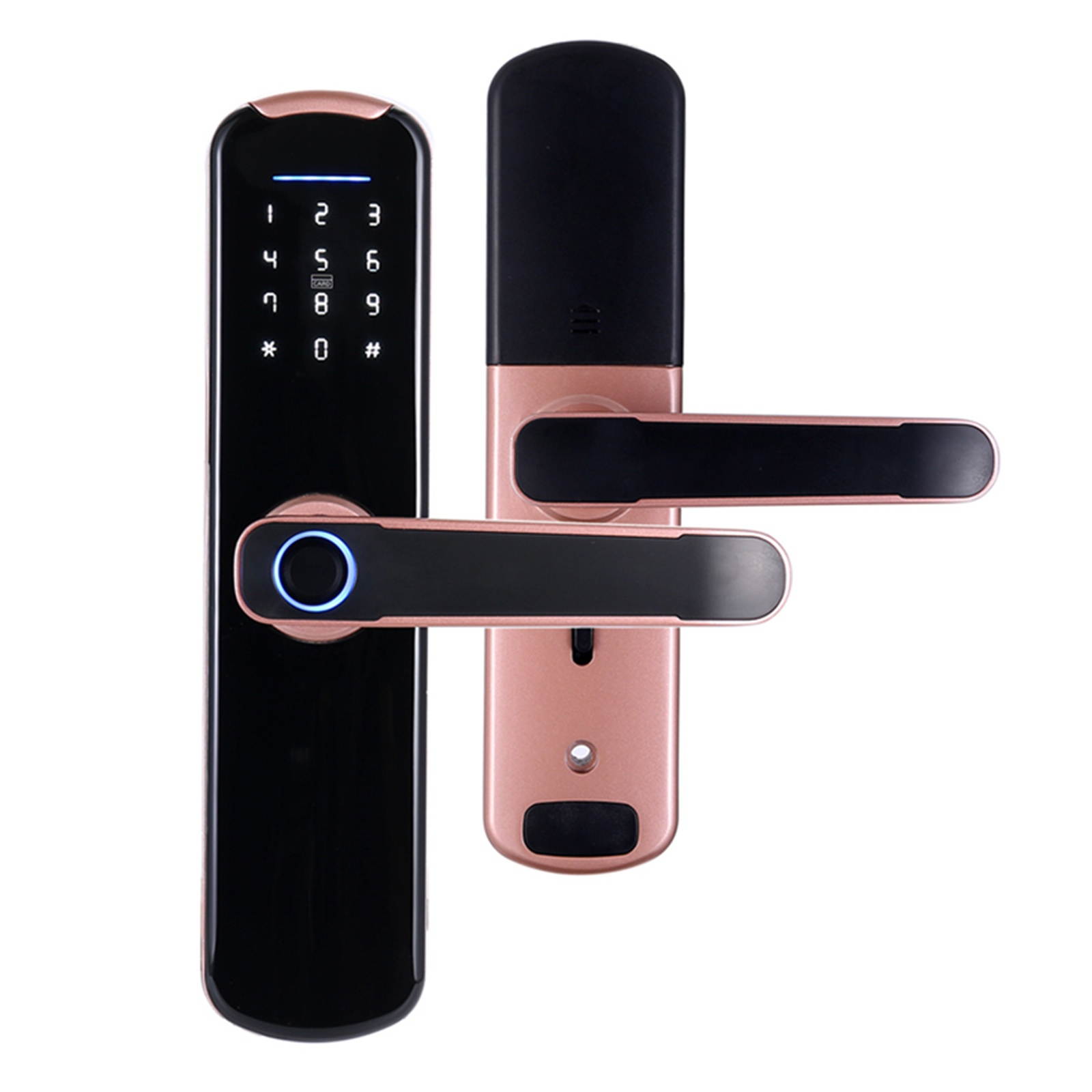 WAFU Tuya Fingerprint Lock Indoor Electronic Lock Smart Fingerprint Password Card Mechanical Key Touchscreen Keypad Door Lock for Home Hotel Office Door