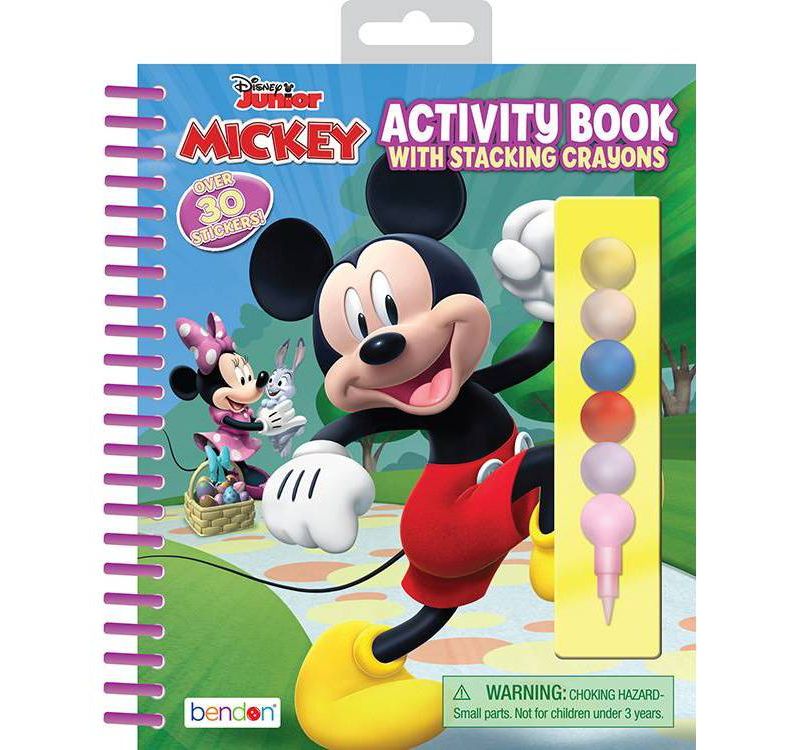 Disney Jr Mickey/Minnie Activity Book With Stacking Crayons
