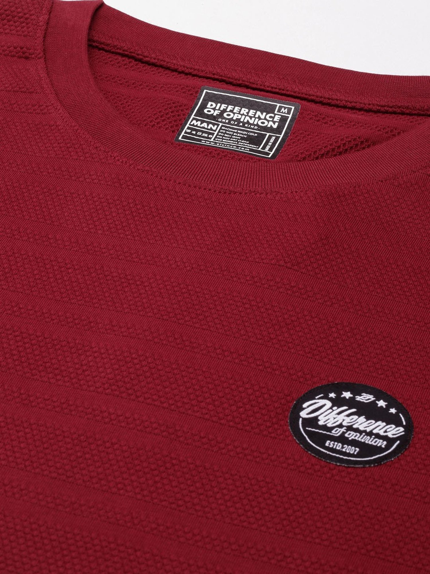 Difference of Opinion Maroon Cotton Crew T-Shirt