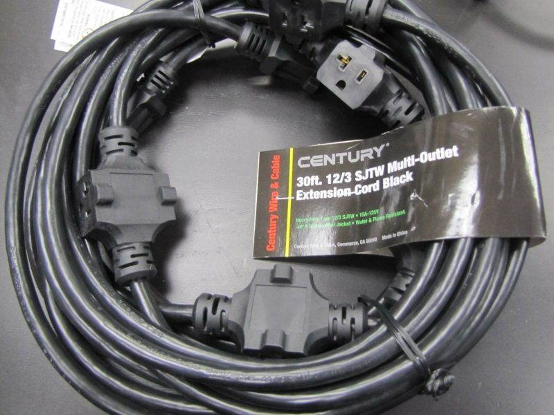 Century 30Ft. 12/3 SJTW Multi-Outlet Extension Cord Stage Lighting D19006738