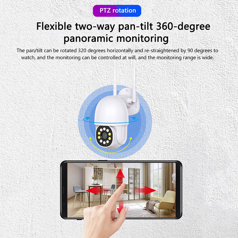 Security Network Monitor Camera, WiFi Home Smart Ball Player, 360 Degree Panoramic Outdoor Wireless Camera, Motion Detection, Message Alarm, Two-way Voice, With Cloud Storage Function, 2 Million Pixel