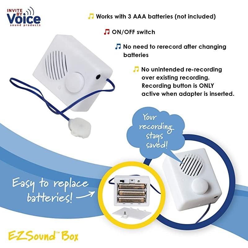 Box 10 inch Extension Play Button for Stuffed Animals Craft Projects School Presentations Hobbies Personalized Items Model Trains etc 200 seconds Rerecordable thru Audio Port