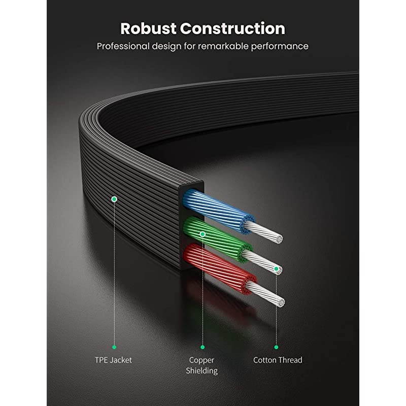 35mm Audio Cable Stereo Aux Jack to Jack Cable 90 Degree Right Angle Auxiliary Cord Compatible for Beats iPhone iPod iPad Tablets Speakers 24K Gold Plated Male to Male Black 15FT