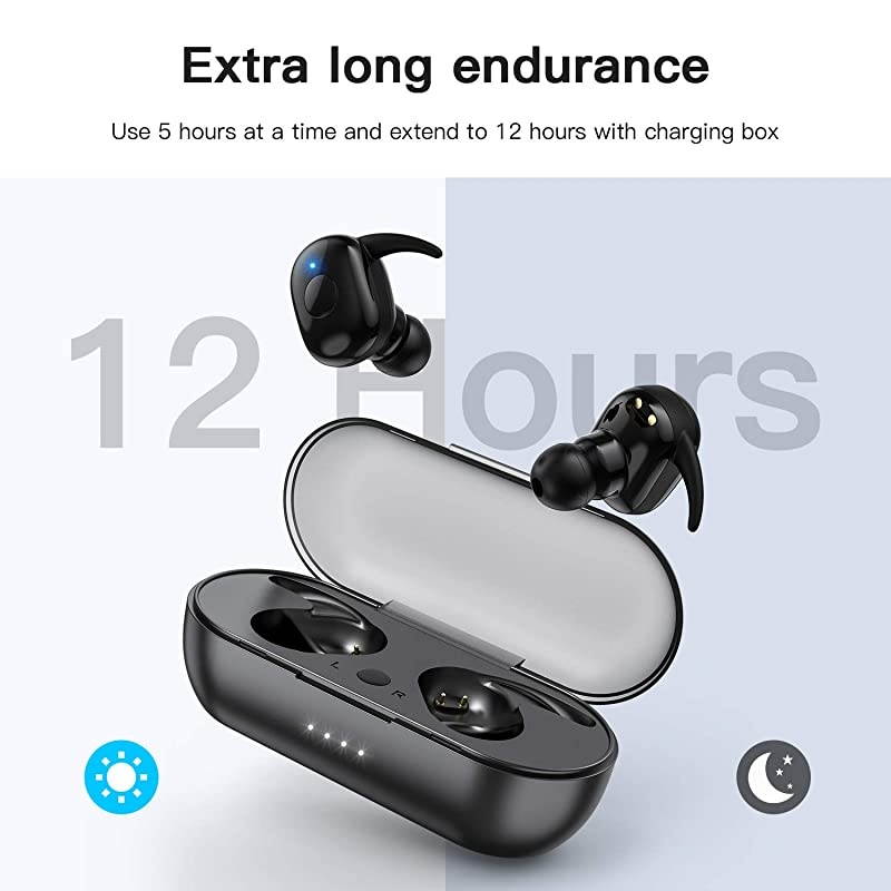 Earbuds Bluetooth 50 Headphones inEar SweatProof Stereo Earphones with Portable Charging Case Mic