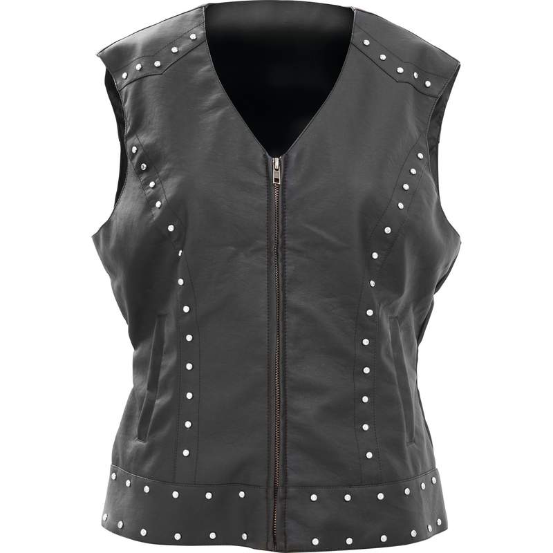 Giovanni Navarre® Tailored Ladies' Faux Leather Studded Vest