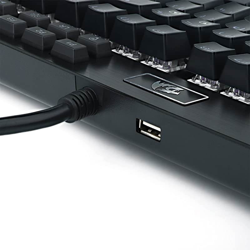 K550 Mechanical Gaming Keyboard RGB LED Backlit with Brown Switches Macro Recording Wrist Rest Volume Control Full Size Yama USB Passthrough for Windows PC Gamer Black