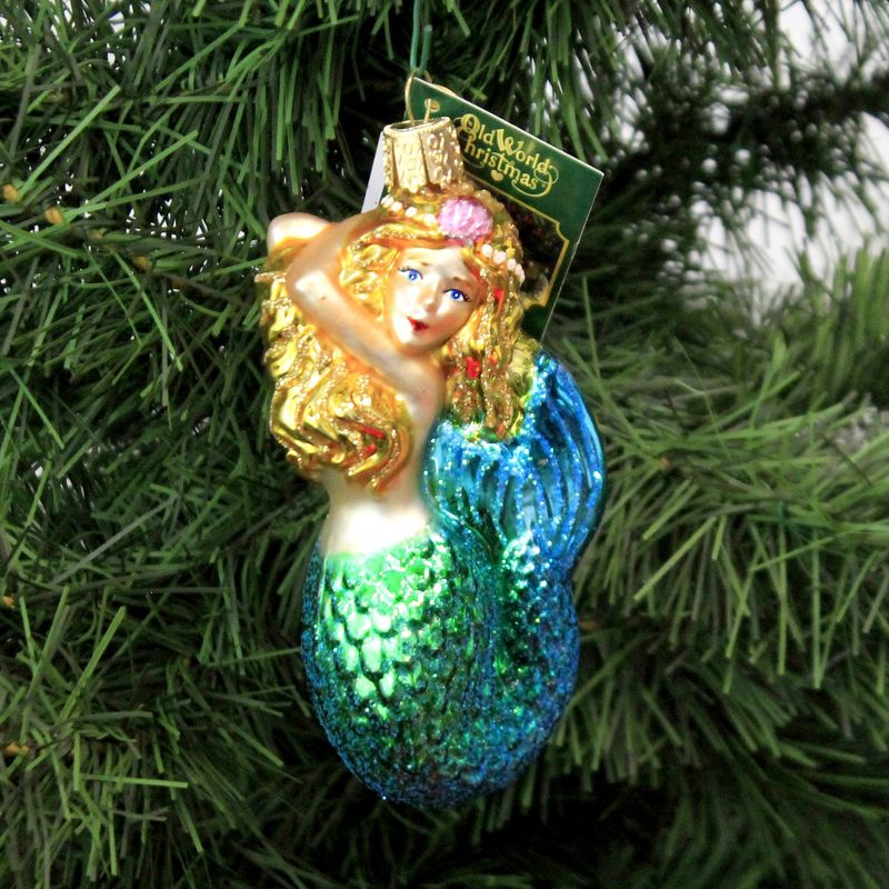 Old World Christmas 4.5" Seashell Mermaid Aquatic Creature  -  Tree Ornaments