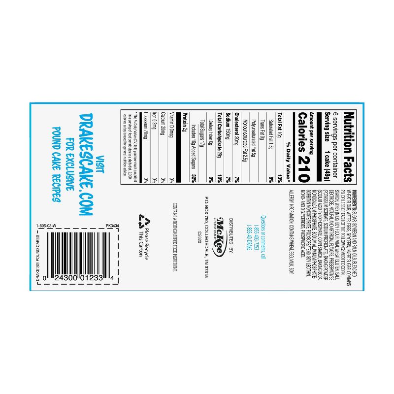 Drake's Mini Pound Cakes- 10oz/6pk