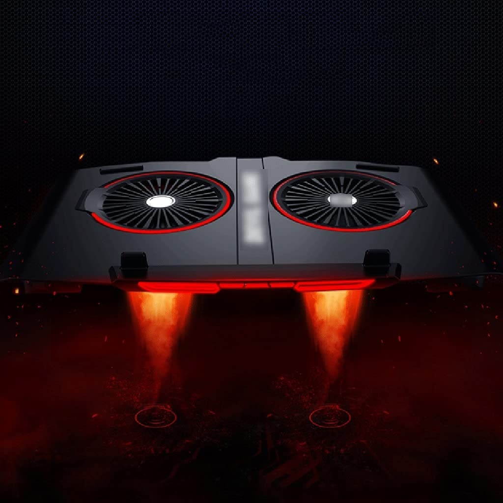 WPBOY Portable Notebook Cooler Quiet Notebook Cooling Pad Bracket Cooling Bracket for Notebook Computers Under 17.3 Inches (Black) (Color : Red Light+Adapter)