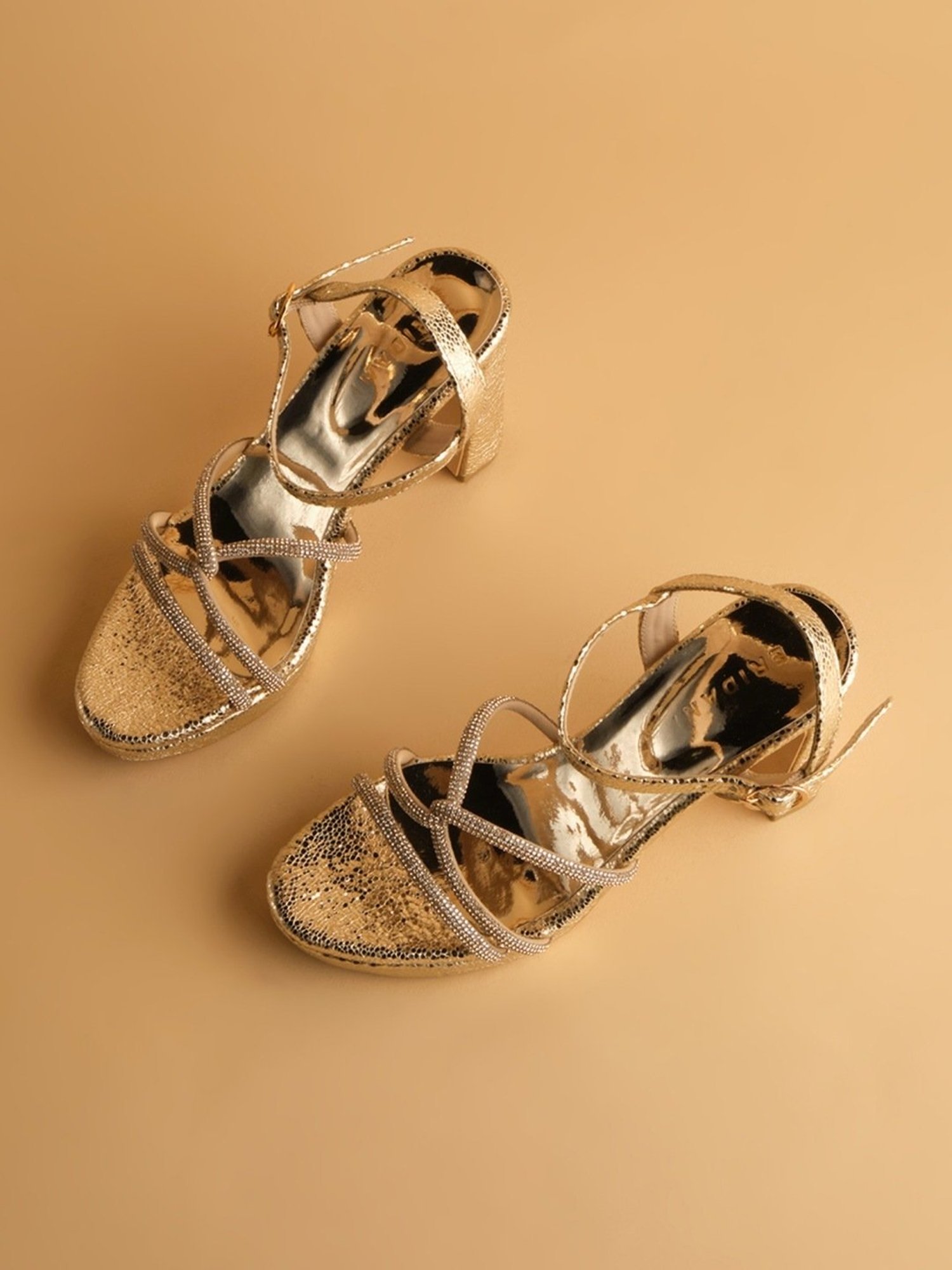 Eridani Women's Shirin Gold Ankle Strap Sandals