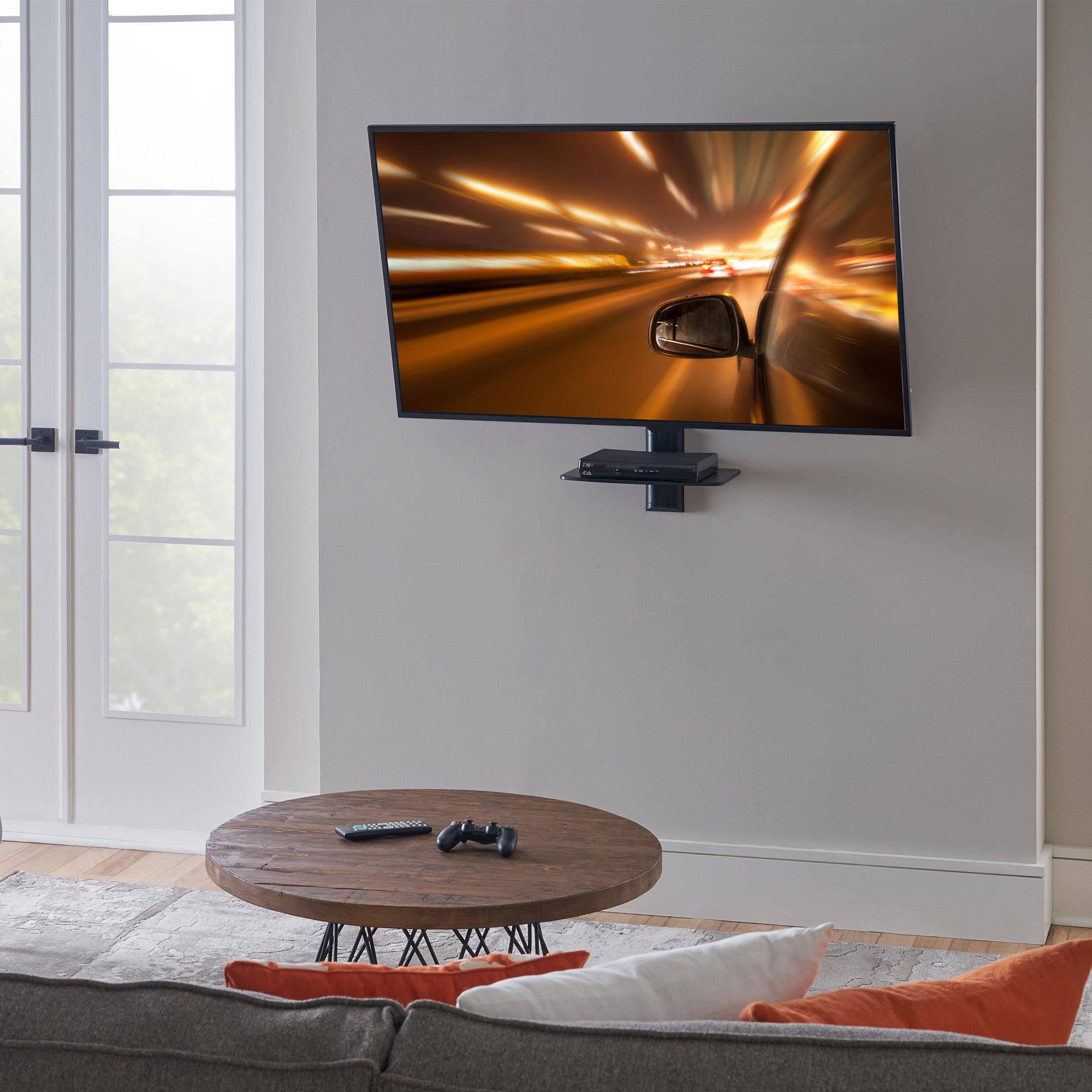 ECHOGEAR Steel Wall-Mounted AV Shelf Holds 15lbs of Entertainment Devices-Black