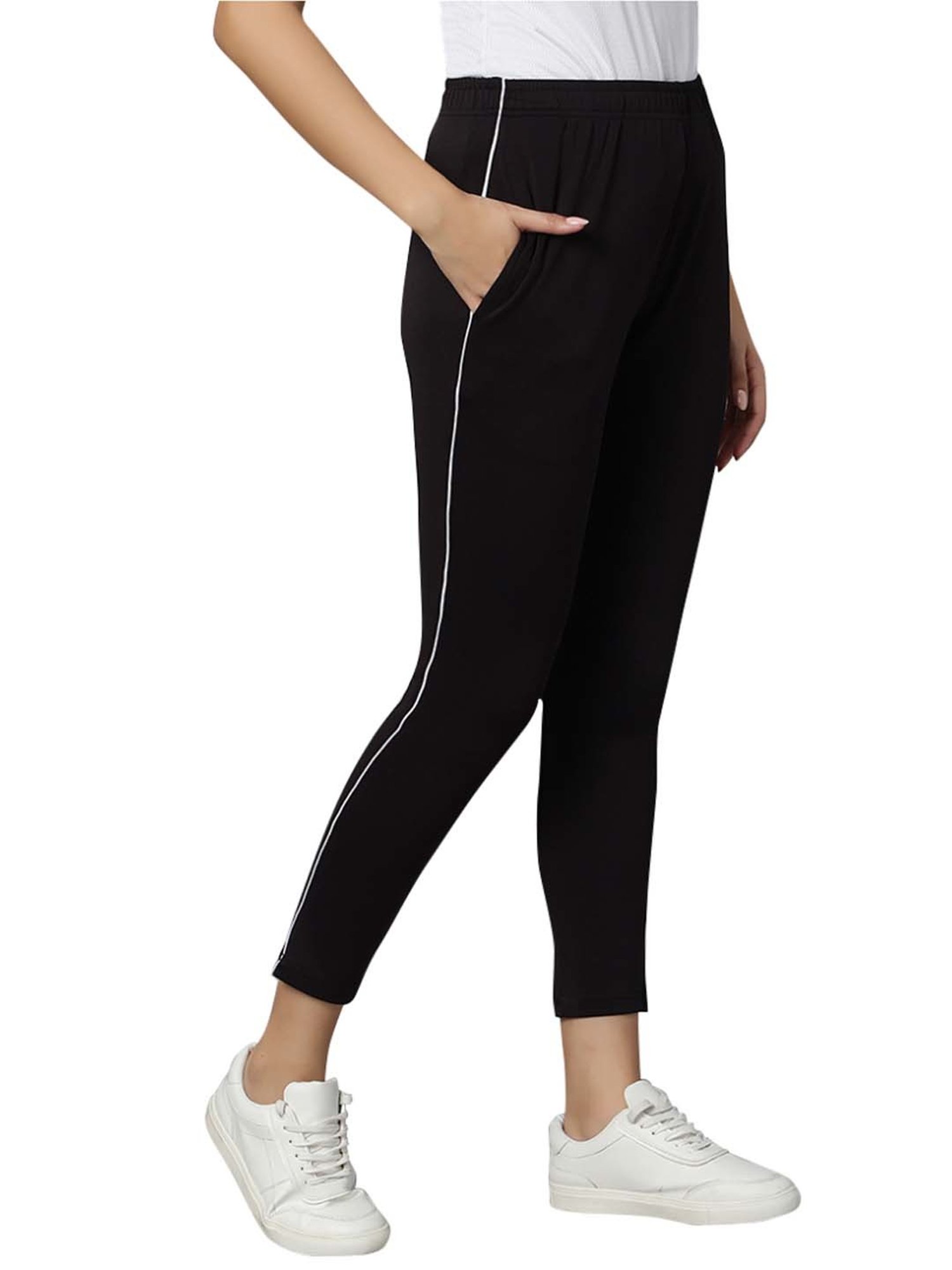 Omtex Black & Navy Mid Rise Sports Track Pants - Pack Of 2