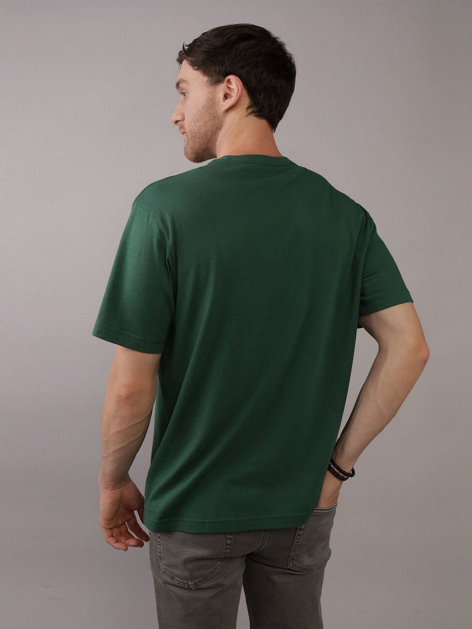 American Eagle Green Regular Fit Printed T-Shirt