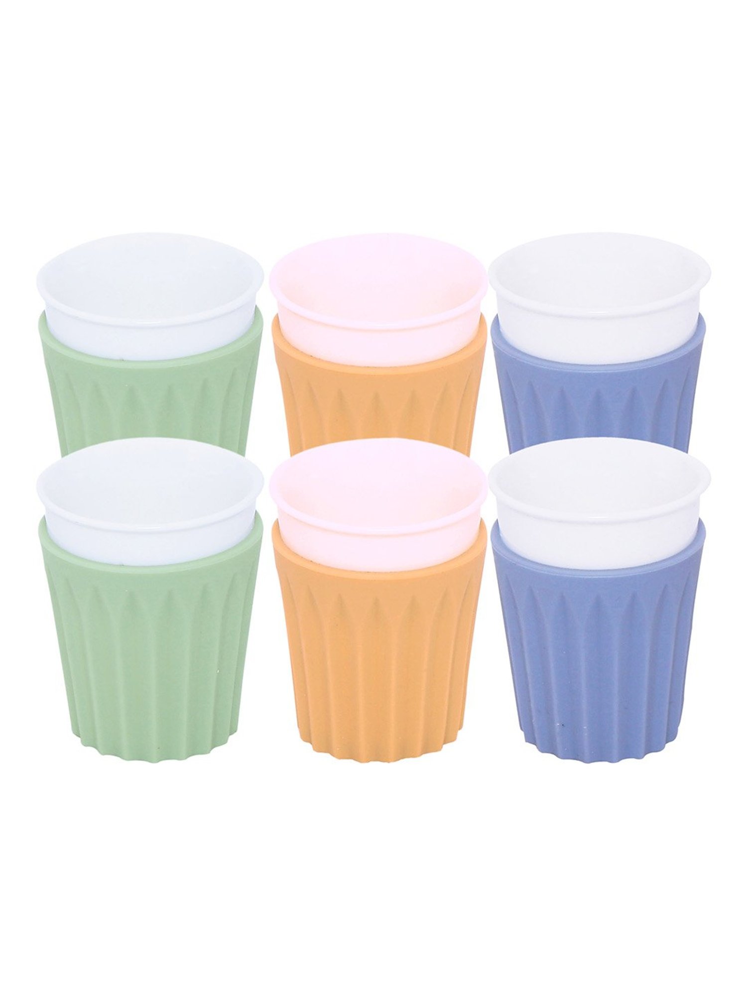 Goodhomes Multicolor Melamine Coffee Mug (130 ml) with Tray - Set of 7