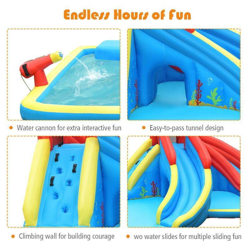 Costway Inflatable Water Slide Crab Dual Slide Bounce House Splash Pool Without Blower