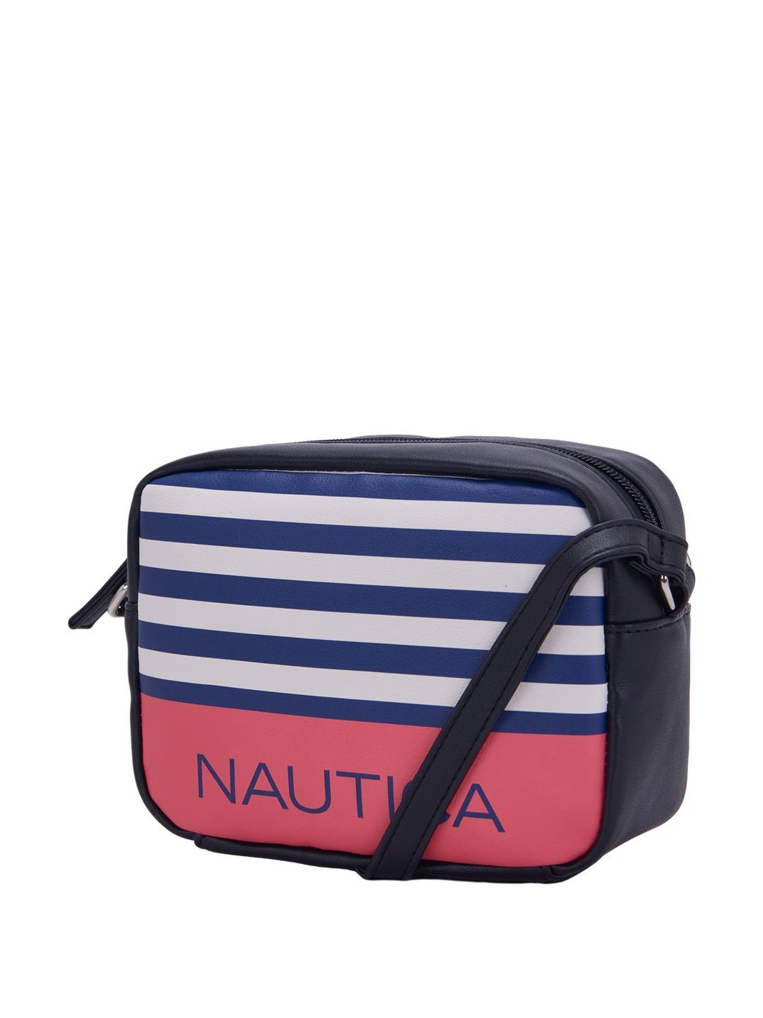 Nautica Black Striped Medium Sling Handbag