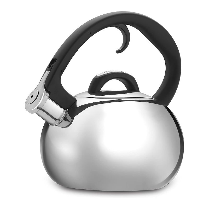 Cuisinart CTK-SS8 Classic Brilliance Modern 2 Quart Stainless Steel Whistling Tea Kettle Pot for Hot Water and Coffee, Silver