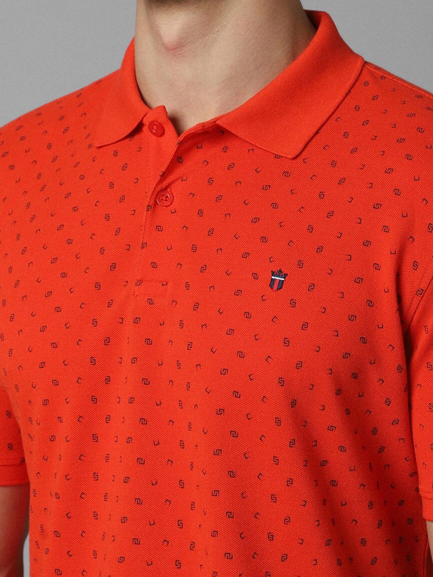 Louis Philippe Sport Orange Slim Fit Printed Polo T-Shirt