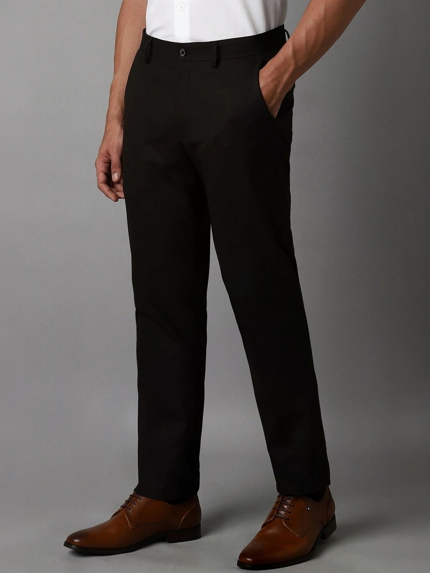 Louis Philippe Black Slim Fit Trousers