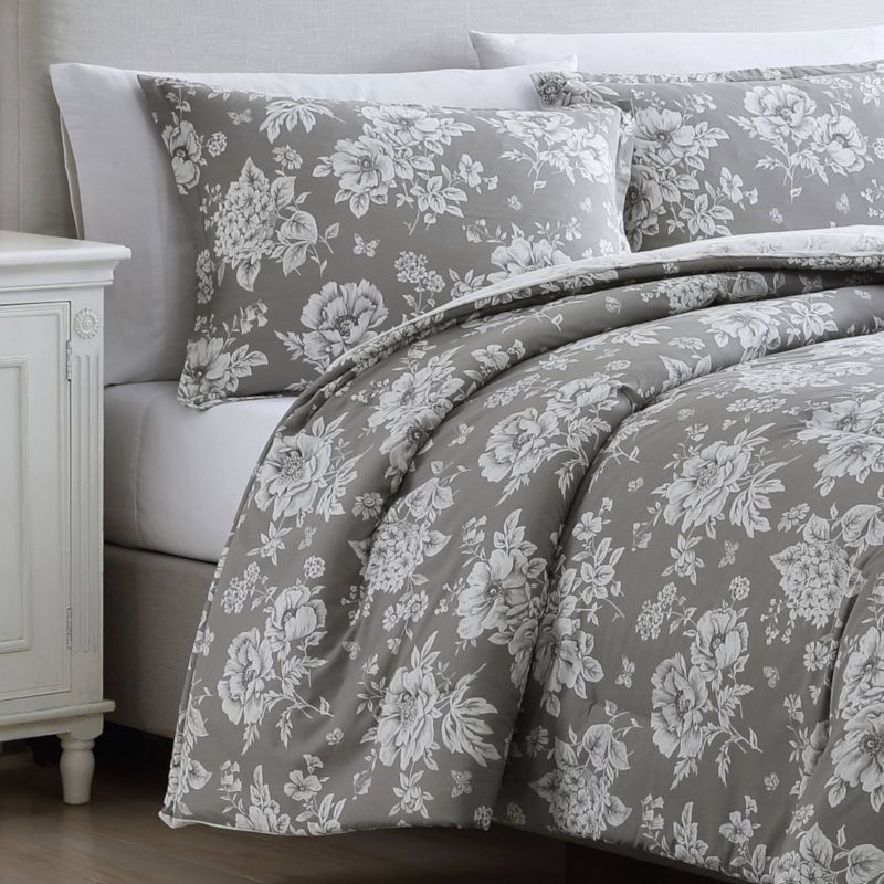 Full/Queen Katherine Comforter/Sham Set Gray - Stone Cottage