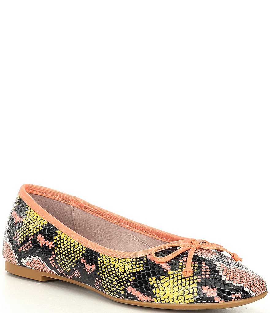 Deltan Quinn Snake Print Square Toe Ballet Flats
