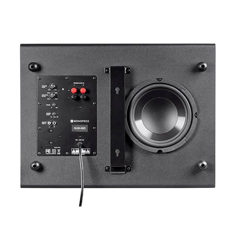 133829 Ssw-8 Powered Slim 8 Inch Subwoofer - Black | 100 Watt, Low Profile, Powerful Amp, Low Pass, 8 Inch
