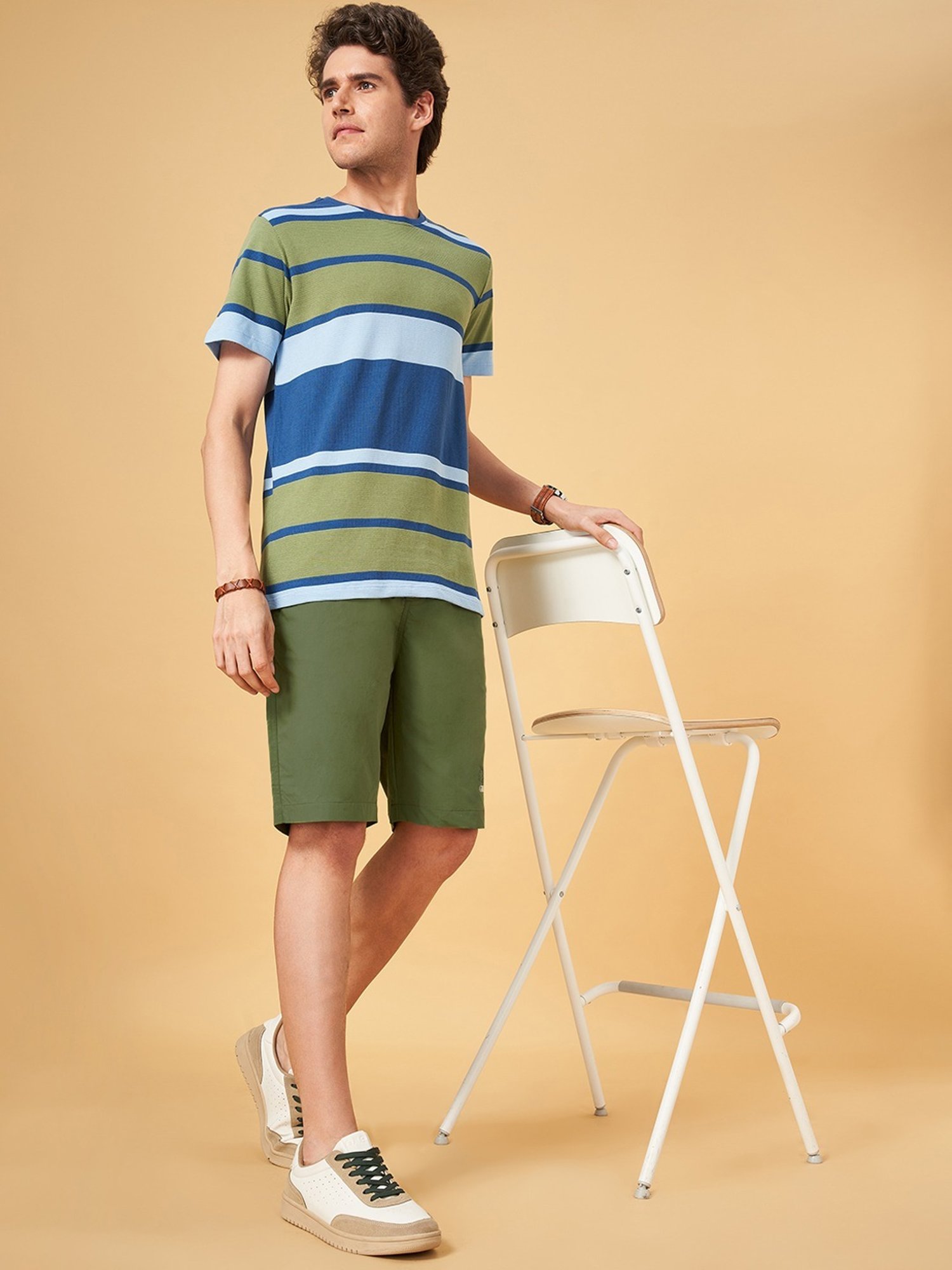 Urban Ranger by Pantaloons Forest Green Cotton Regular Fit Shorts