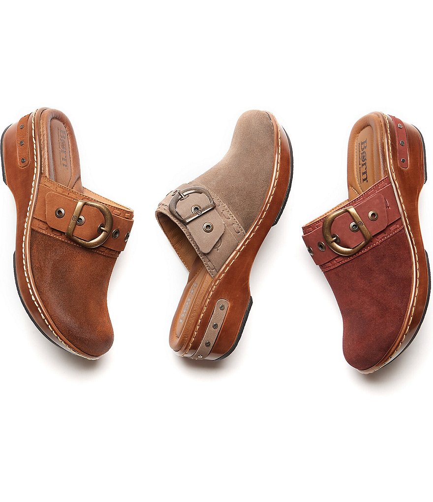 Born Banyan Suede Buckled Strap Suede Leather Clogs