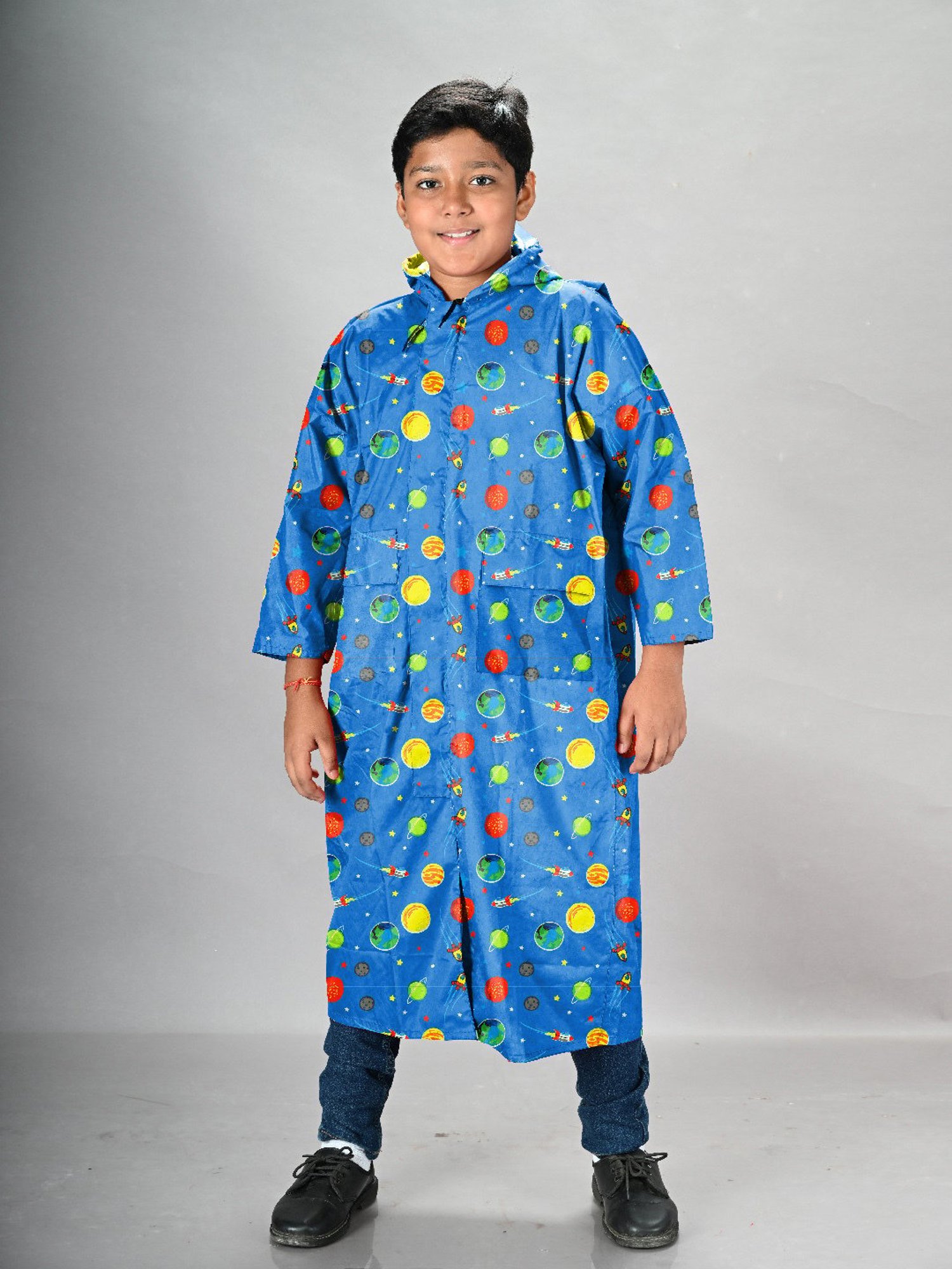 Little Surprise Box Kids Yellow Printed Full Sleeves Raincoat