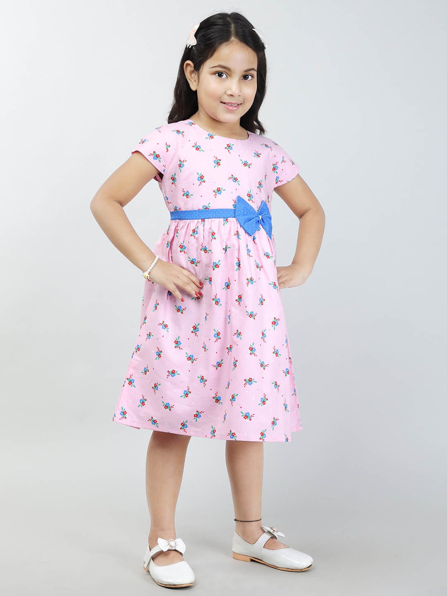 Todd N Teen Kids Pink Floral Print Frock