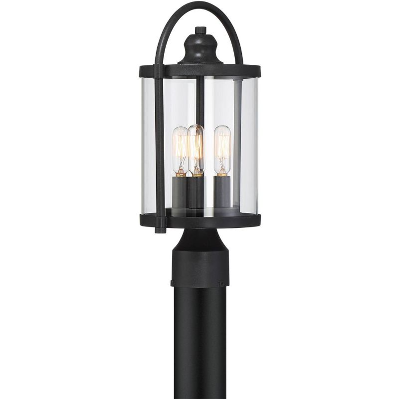 John Timberland Modern Outdoor Post Light Fixture Black 15 3/4" Cylindrical Glass Exterior House Porch Patio Garden Yard Walkway