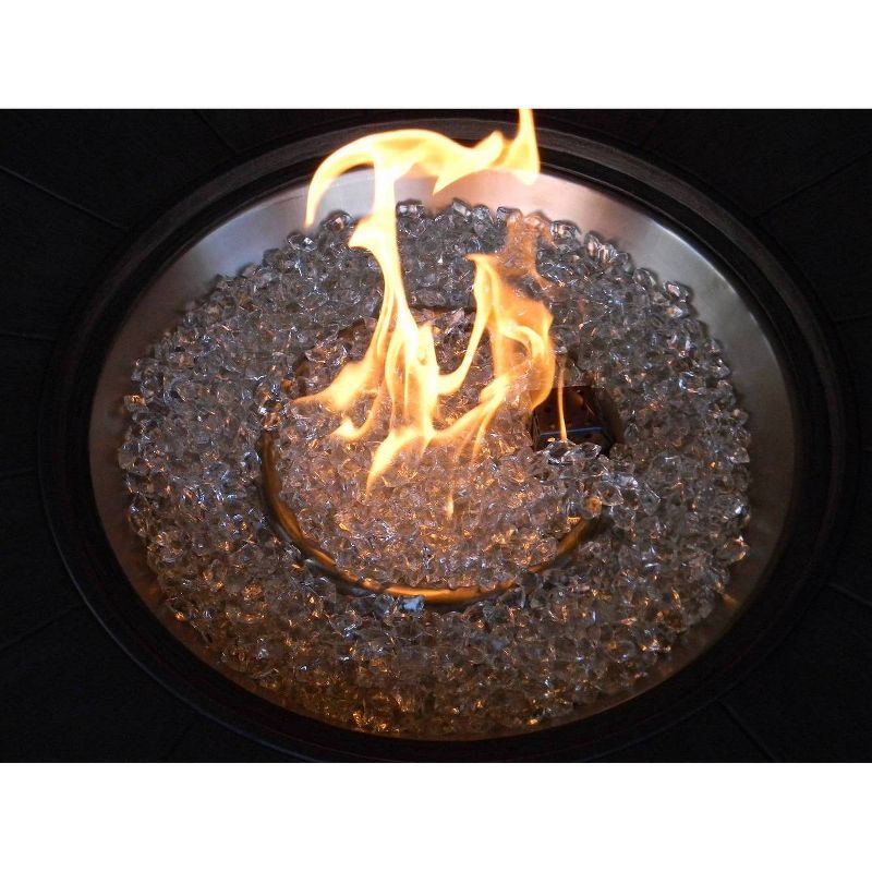 Cast Aluminum Round Fire Pit Brushed Wood Finish - AZ Patio Heaters