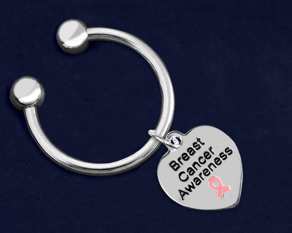 Breast Cancer Awareness Heart Key Chain (2 Key Chains in Gift Boxes)